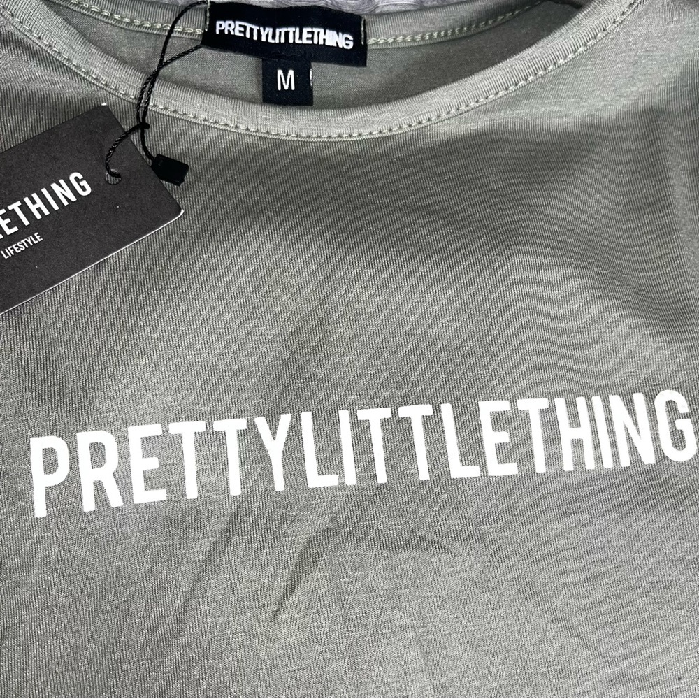 Pretty Little Thing Olive Green Graphic Bodysuit UK size Medium